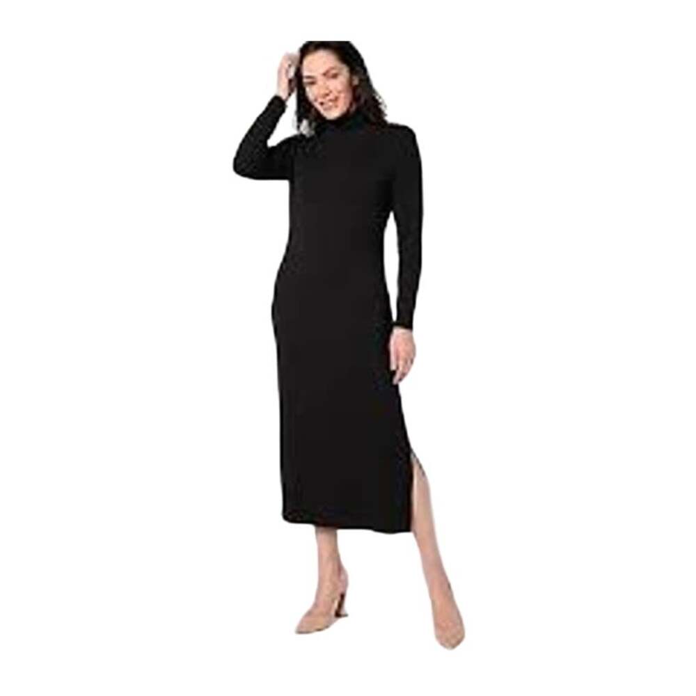 NEW NWT Women with Control Finespun Jersey Black Tummy Control Maxi Dress Size L